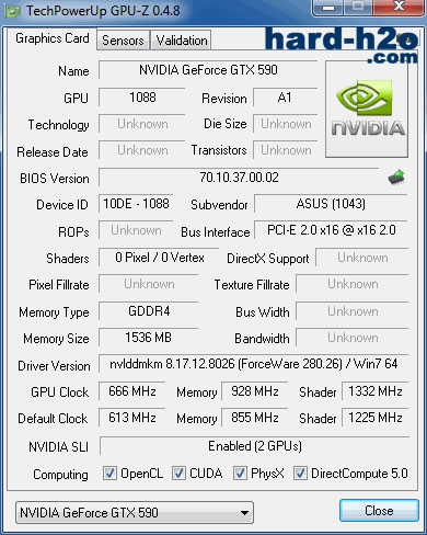 Ampliar Foto Tarjeta gráfica Nvidia Asus GTX590